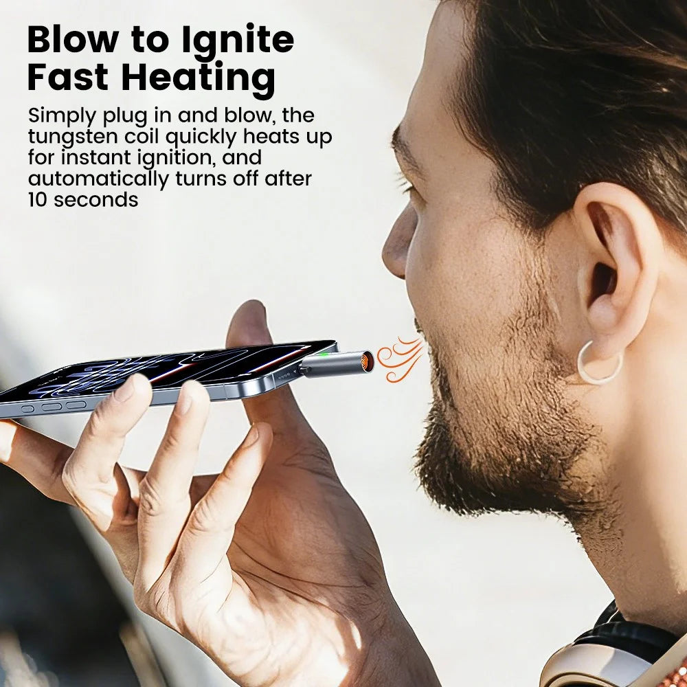 TOOCKI TG15 USB-C Mini Electronic Lighter Tungsten Coil Flameless Windproof Portable Blow Lighter for Outdoor - 6