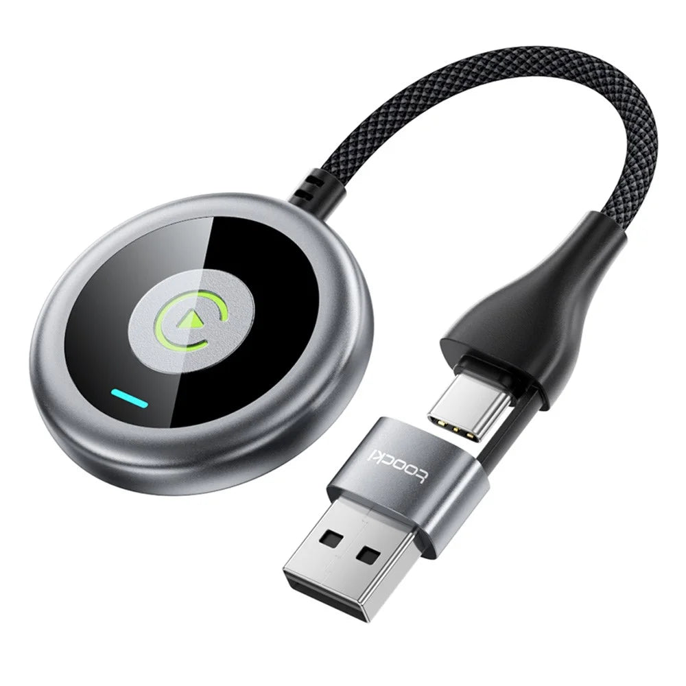 TOOCKI Wired to Wireless CarPlay Adapter USB-C to USB-A Bluetooth-compatible 5.0 Plug Play Converter - 1