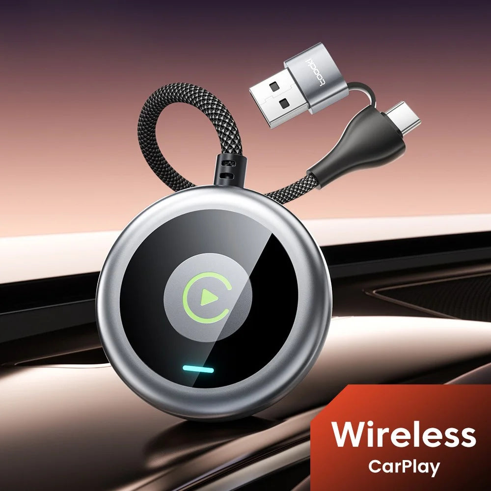 TOOCKI Wired to Wireless CarPlay Adapter USB-C to USB-A Bluetooth-compatible 5.0 Plug Play Converter - 3