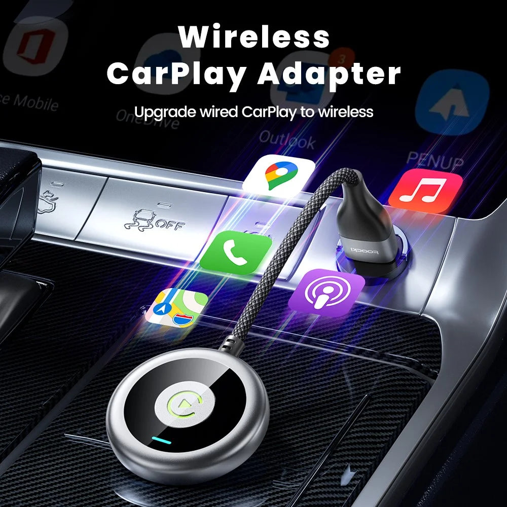 TOOCKI Wired to Wireless CarPlay Adapter USB-C to USB-A Bluetooth-compatible 5.0 Plug Play Converter - 4