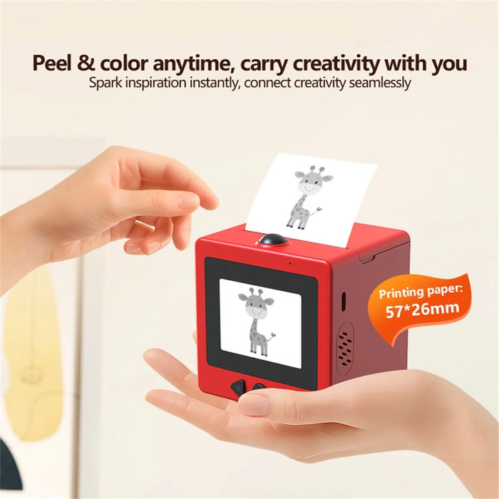 D5 2.4 Inch AI Voice Thermal Printer with Screen WiFi Inkless Printing Machine for Kids Education - Red - 3