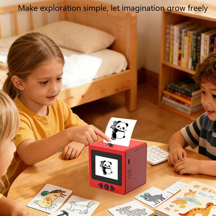 D5 2.4 Inch AI Voice Thermal Printer with Screen WiFi Inkless Printing Machine for Kids Education - Red - 5
