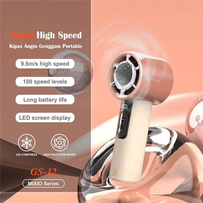 MIXIO GS-12 Portable Turbo Fan 18000RPM Ice Cooling Handheld Fan for Travel Outdoor - Rose Gold - 2