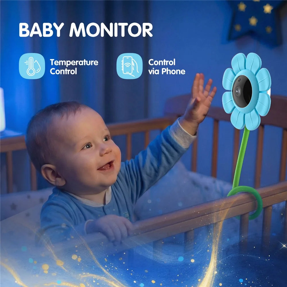 V1 HD WiFi Flower Design Baby Monitor Wireless Remote 107° View 2-Way Audio Night Vision Baby Camera - Pink - 6
