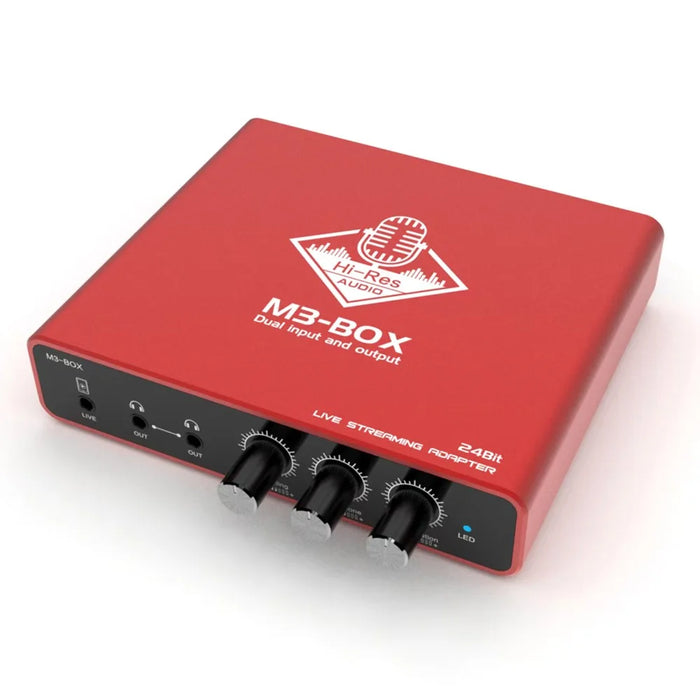 M3-box Type-C Audio Adapter 24bit Digital Stereo Sound Card Live Streaming Converter for Broadcasting - Red - 2