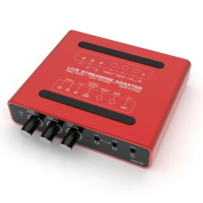 M3-box Type-C Audio Adapter 24bit Digital Stereo Sound Card Live Streaming Converter for Broadcasting - Red - 3