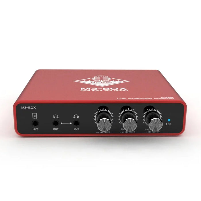 M3-box Type-C Audio Adapter 24bit Digital Stereo Sound Card Live Streaming Converter for Broadcasting - Red - 4