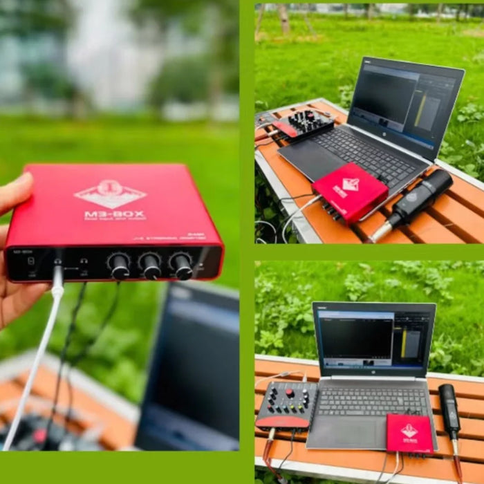 M3-box Type-C Audio Adapter 24bit Digital Stereo Sound Card Live Streaming Converter for Broadcasting - Red - 5