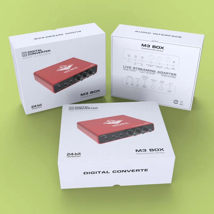 M3-box Type-C Audio Adapter 24bit Digital Stereo Sound Card Live Streaming Converter for Broadcasting - Red - 6