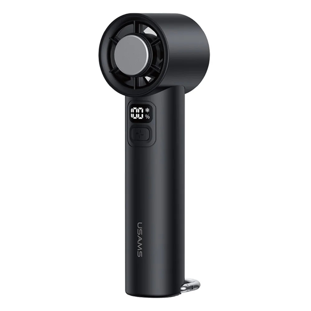 USAMS ZB361 Ice-Cooling Handheld Fan 2000mAh Digital Display 100-Speed Adjustable Fan for Outdoor - Black - 1
