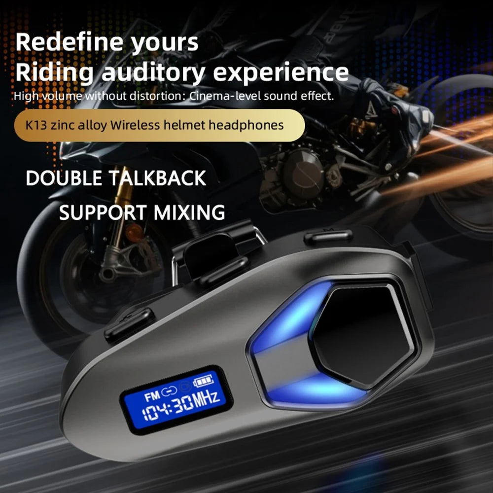 K13-2X Motorcycle Helmet Bluetooth-compatible Headset IP65 Waterproof Intercom 40H Battery Helmet Headphone (No Memory Card) - Black - 2