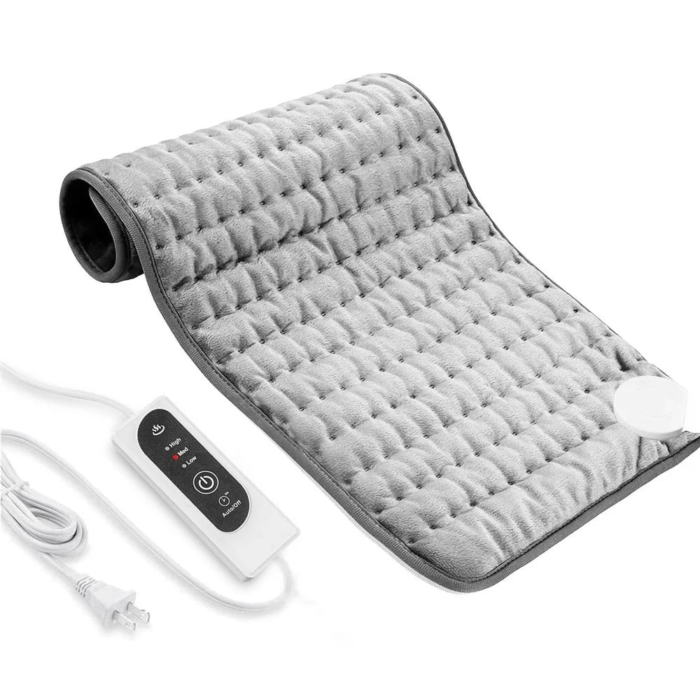 TK-HP2412C 60x30cm Electric Blanket Heating Pad 3 Heat Settings 2H Auto-Off Machine Washable Heat Controller for Neck Back Pain - Light Grey  /  EU Plug - 1