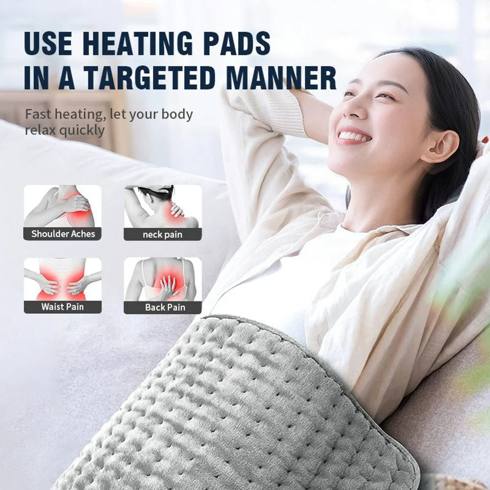 TK-HP2412C 60x30cm Electric Blanket Heating Pad 3 Heat Settings 2H Auto-Off Machine Washable Heat Controller for Neck Back Pain - Light Grey  /  EU Plug - 3