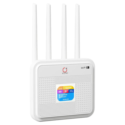 VEMO B312 4G LTE Router Built-in Battery HD Screen WiFi6 Wireless 4G Antennas Hotspot Home Office Router - EU & Asia Plug - 1