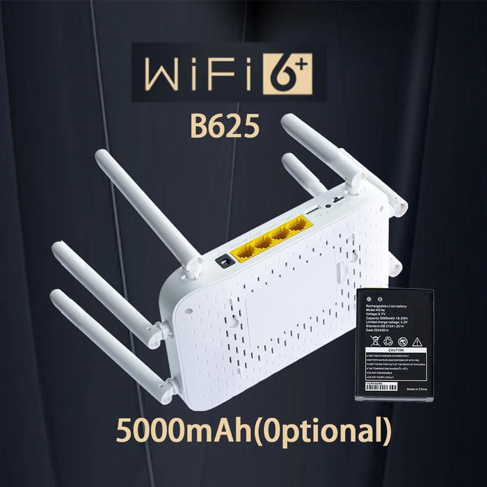B625 4G WiFi 6 Router 300Mbps 6 Antenna 32 Devices 5000mAh Battery Wireless Router for Home Office - EU Plug - 4