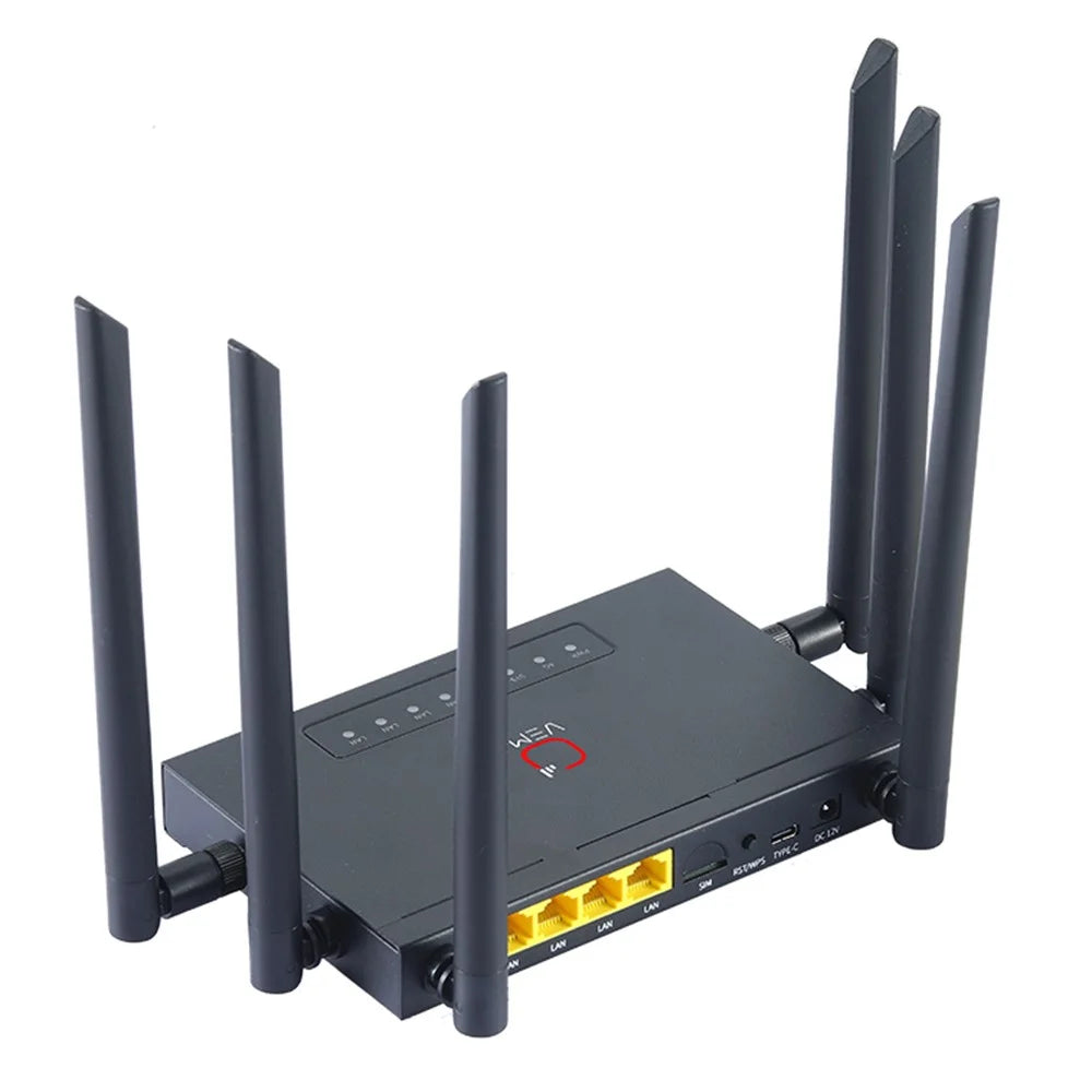 VEMO B628 4G LTE WiFi Router Cat.4 150Mbps 6 External Antennas Type-C Powered Global SIM Card Home Office Router - EU Plug - 1