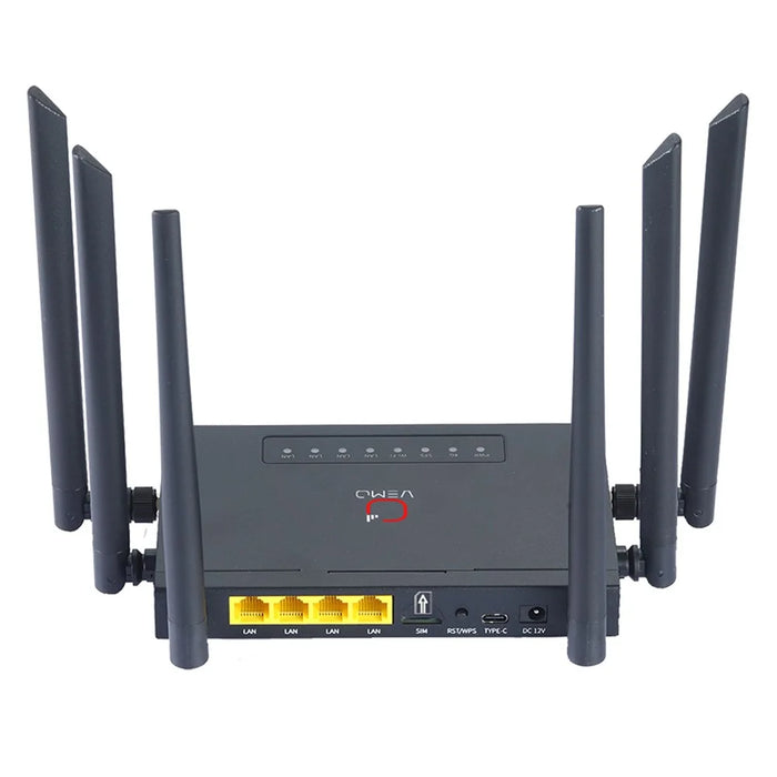 VEMO B628 4G LTE WiFi Router Cat.4 150Mbps 6 External Antennas Type-C Powered Global SIM Card Home Office Router - EU Plug - 3