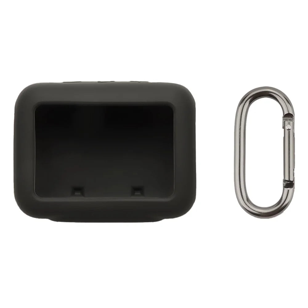 For JBL Go 5 Silicone Case Bluetooth-compatible Speaker Anti-scratch Protective Cover with Carabiner - Black - 1