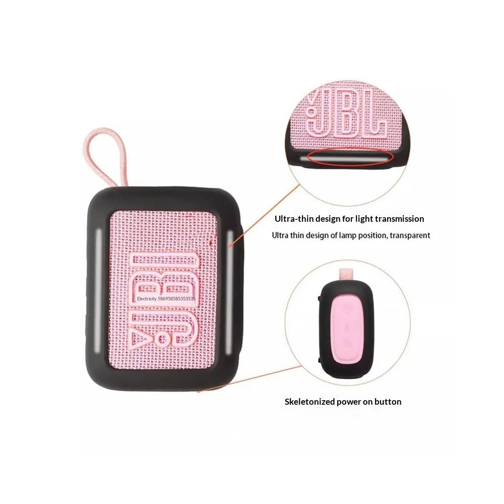 For JBL Go 5 Silicone Case Bluetooth-compatible Speaker Anti-scratch Protective Cover with Carabiner - Black - 4