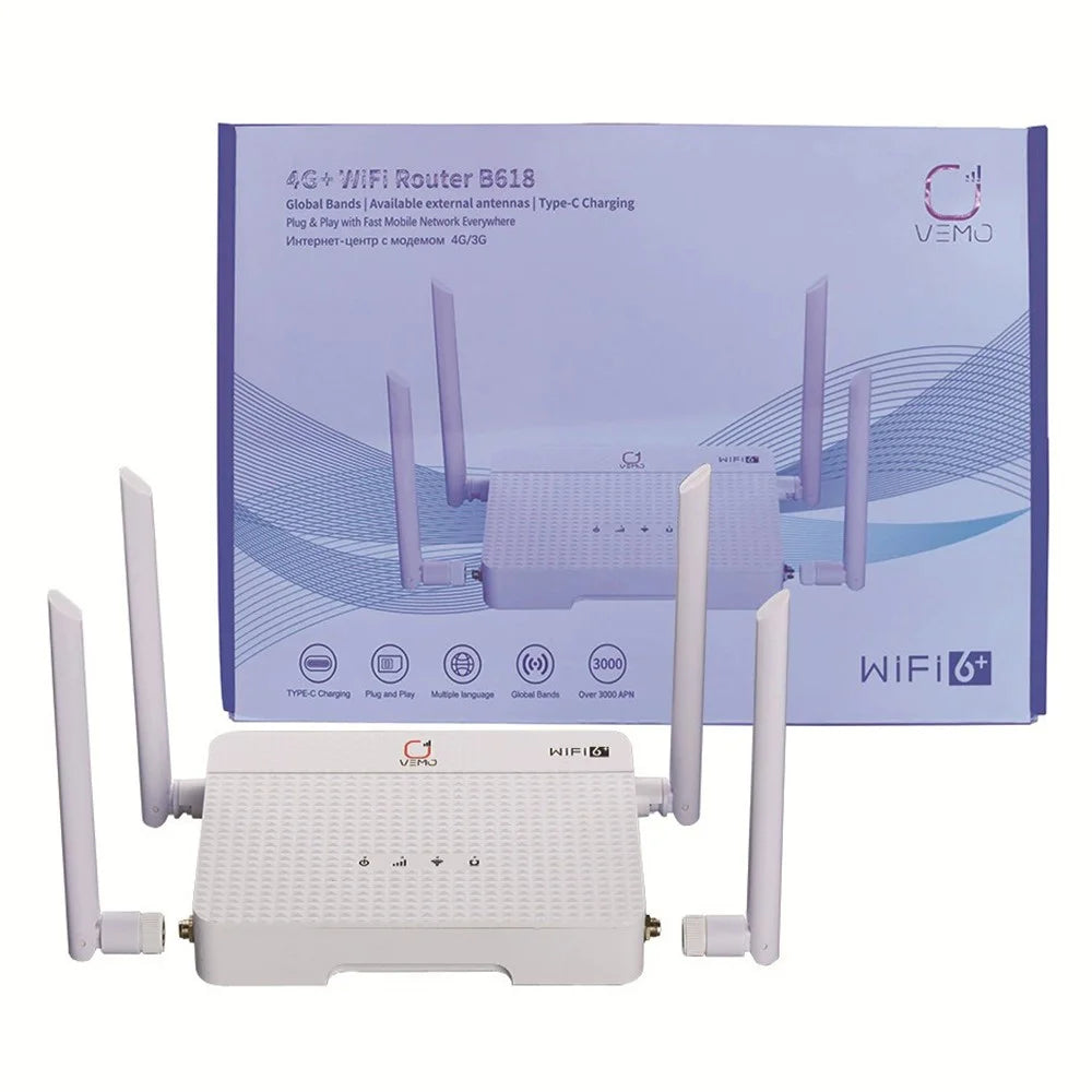 VEMO B618 4G WiFi Router 300Mbps External Antenna LAN Port Wireless Router - EU Plug - 1