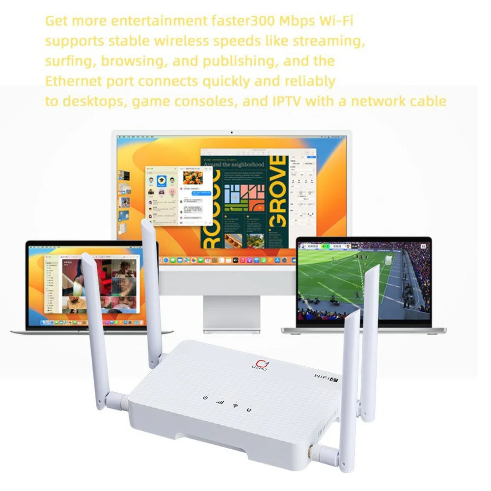 VEMO B618 4G WiFi Router 300Mbps External Antenna LAN Port Wireless Router - EU Plug - 5