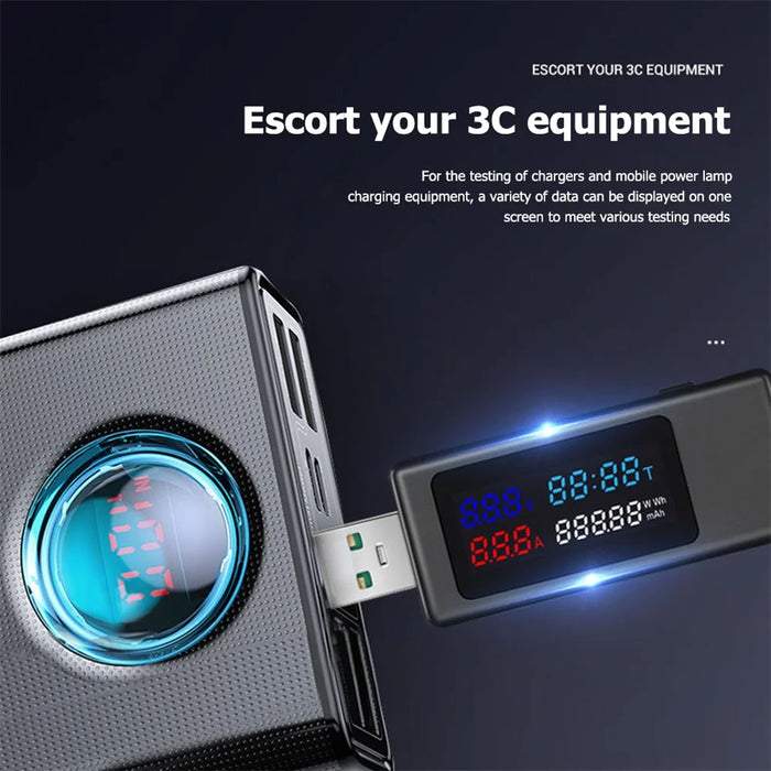 KWS-V30 6-in-1 USB Tester IPS Display DC Digital Voltage Power Timing Capacity Meter Detector - Black - 7