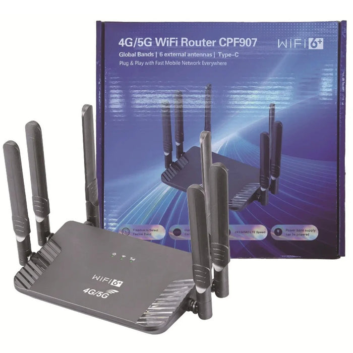 CPF907 4G WiFi 6 Router Type-C ZTE Chip 300Mbps 6 Antennas SIM Card Hotspot WiFi CPE Router - EU Plug - 1