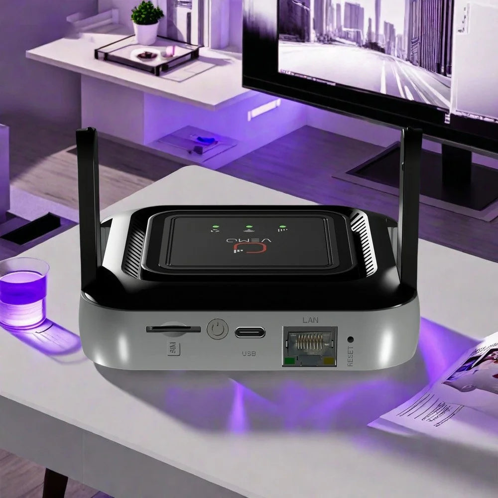 VEMO M6 Pro Portable 4G LTE Router WiFi 6+ 5000mAh Battery 300Mbps SIM Card Hotspot for Outdoor Travel - EU & Asia Plug - 4