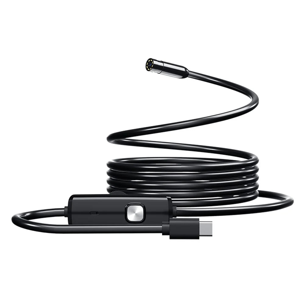 AN112 2m Soft Wire Endoscope Camera with iP (5-14) & Micro USB Adapter Waterproof 8-LED Inspection 8mm Camera Lens Borescope - 1