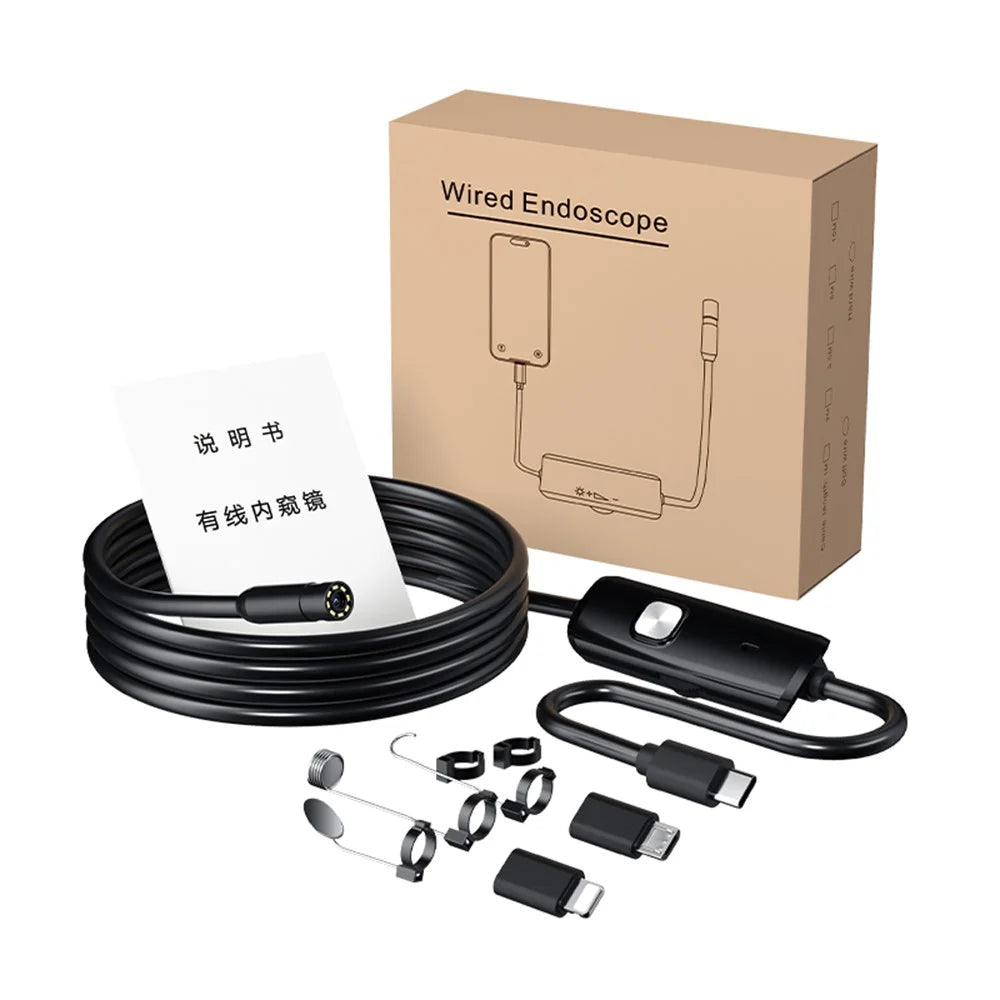 AN112 2m Soft Wire Endoscope Camera with iP (5-14) & Micro USB Adapter Waterproof 8-LED Inspection 8mm Camera Lens Borescope - 6