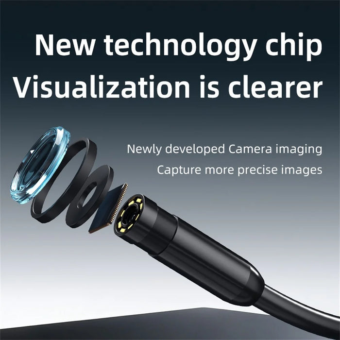 AN112 10m Soft Wire Endoscope Camera with iP (5-14) & Micro USB Adapter Waterproof 8-LED Inspection 8mm Camera Lens Borescope - 3
