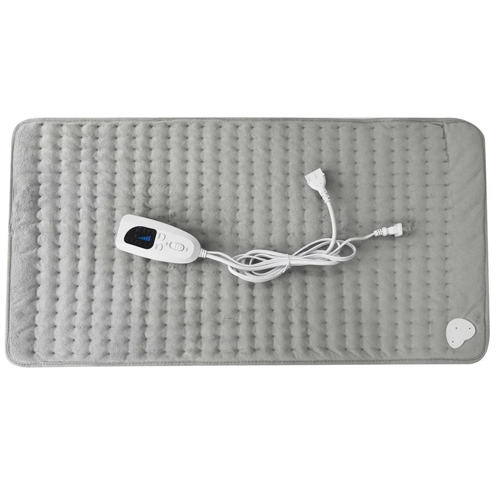 84x43cm Electric Heating Blanket Washable 6 Temperature Therapy Heated Blanket with Timer - Grey  /  Silver  /  EU Plug - 1