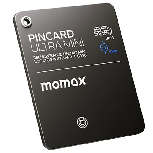 MOMAX BR18 PINCARD ULTRA MINI Wireless Charging UWB Tracker Tracking Device Anti-Lost Tracker for iOS - Black - 1