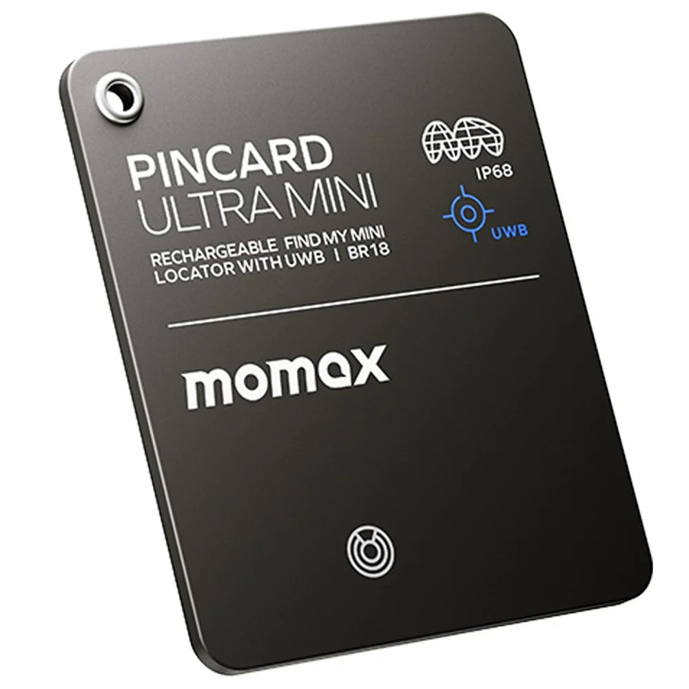 MOMAX BR18 PINCARD ULTRA MINI Wireless Charging UWB Tracker Tracking Device Anti-Lost Tracker for iOS - Black - 1