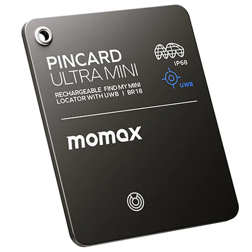 MOMAX BR18 PINCARD ULTRA MINI Wireless Charging UWB Tracker Tracking Device Anti-Lost Tracker for iOS - Black - 1