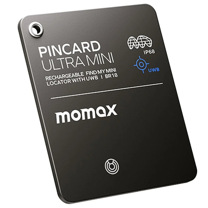 MOMAX BR18 PINCARD ULTRA MINI Wireless Charging UWB Tracker Tracking Device Anti-Lost Tracker for iOS - Black - 1