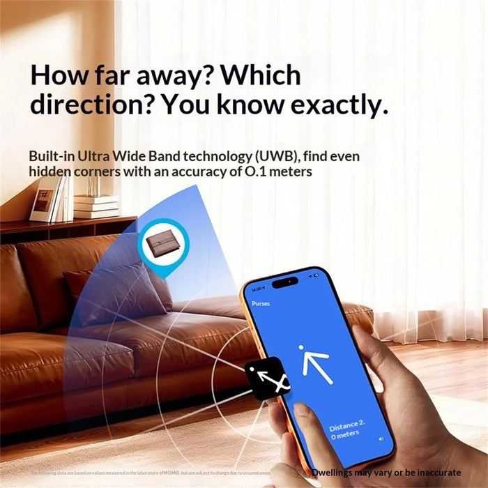 MOMAX BR18 PINCARD ULTRA MINI Wireless Charging UWB Tracker Tracking Device Anti-Lost Tracker for iOS - Black - 3