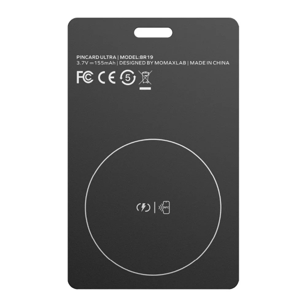 MOMAX BR19 PINCARD ULTRA Card UWB Tracker Wireless Charging Anti-Stalking Tracking Device Anti-Lost Tracker for iOS - Balck - 1