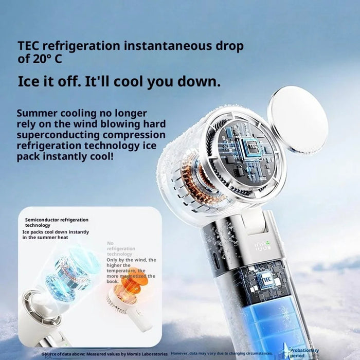 MOMAX IF21 1-Degree FREEZE Handheld Cooling Fan TEC Semiconductor 20°C Instant Cooling 100 Speed Levels Portable Fan for Outdoor Travel - White - 4