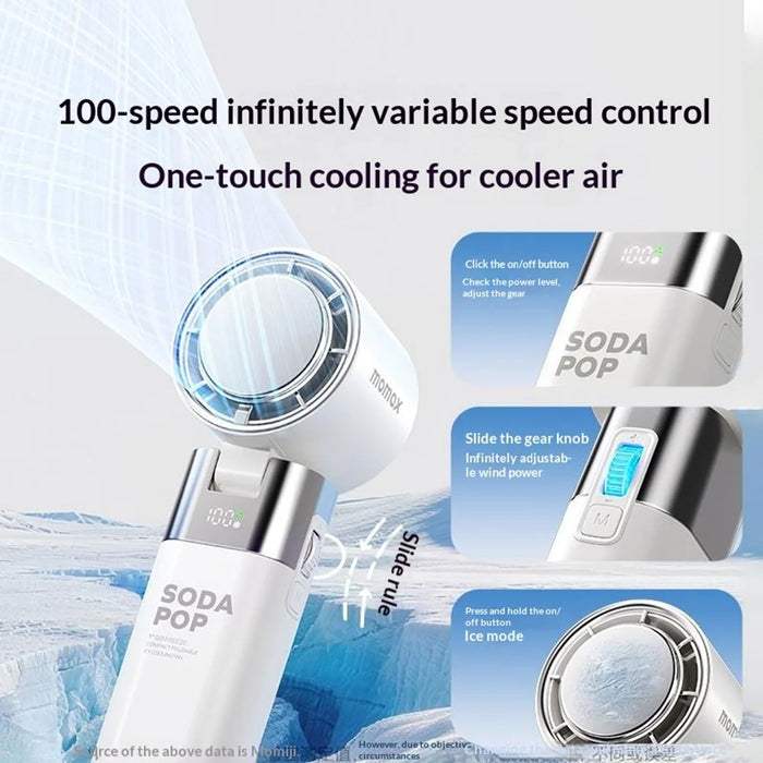 MOMAX IF21 1-Degree FREEZE Handheld Cooling Fan TEC Semiconductor 20°C Instant Cooling 100 Speed Levels Portable Fan for Outdoor Travel - White - 6