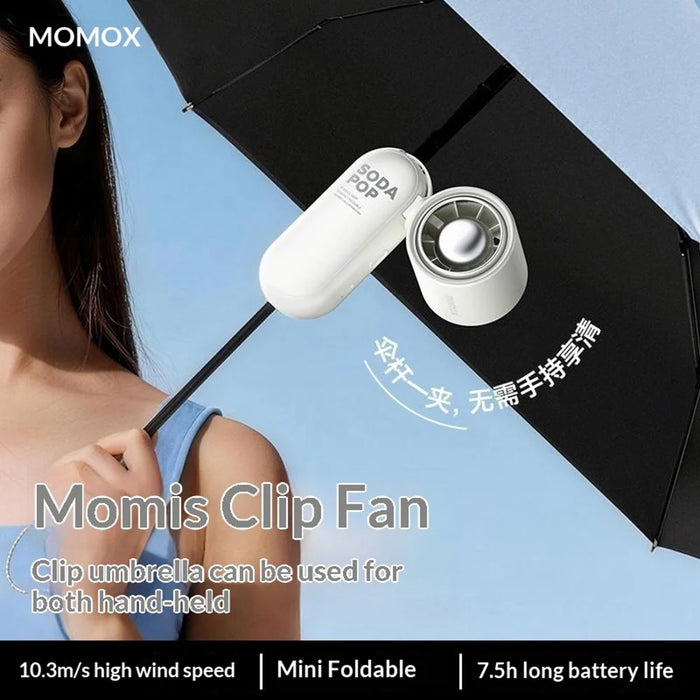 MOMAX IF22 1-Degree GO CLAMP Umbrella Clip Fan 2000mAh 5-Speed Foldable Mini Fan for Outdoor Cooling - White - 4