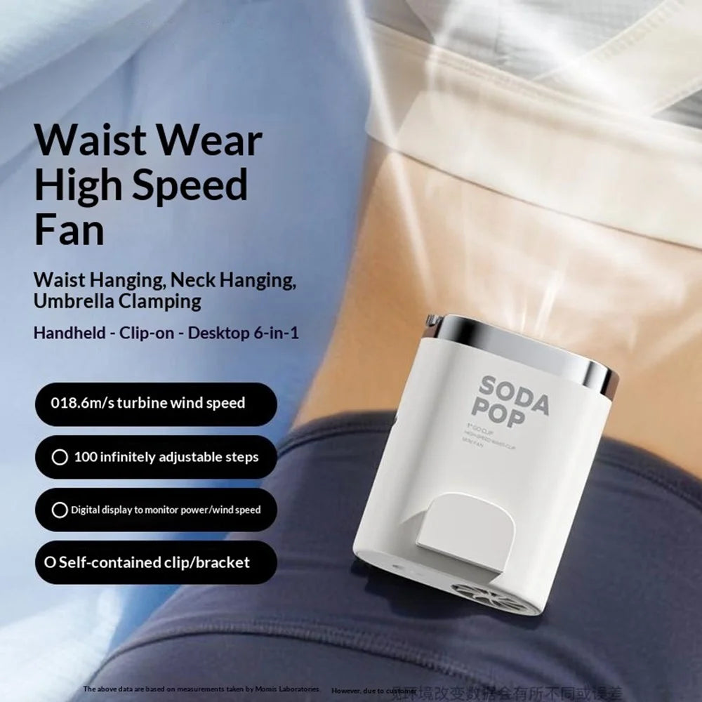 MOMAX IF23 1-Degree CLIP 6-in-1 Wearable Clip Fan High Speed 100-Level Digital Display Portable Waist Fan for Outdoor Sports - White - 3