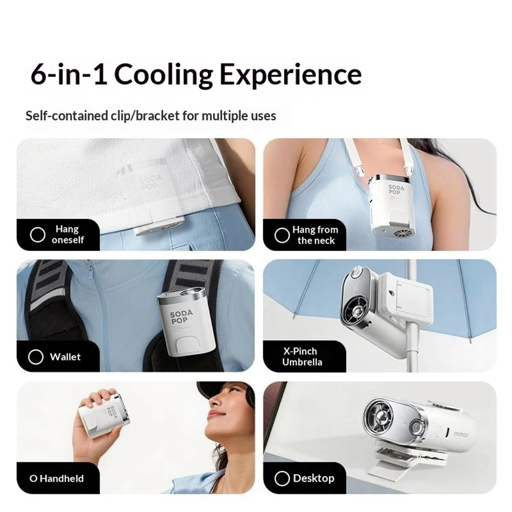 MOMAX IF23 1-Degree CLIP 6-in-1 Wearable Clip Fan High Speed 100-Level Digital Display Portable Waist Fan for Outdoor Sports - White - 4