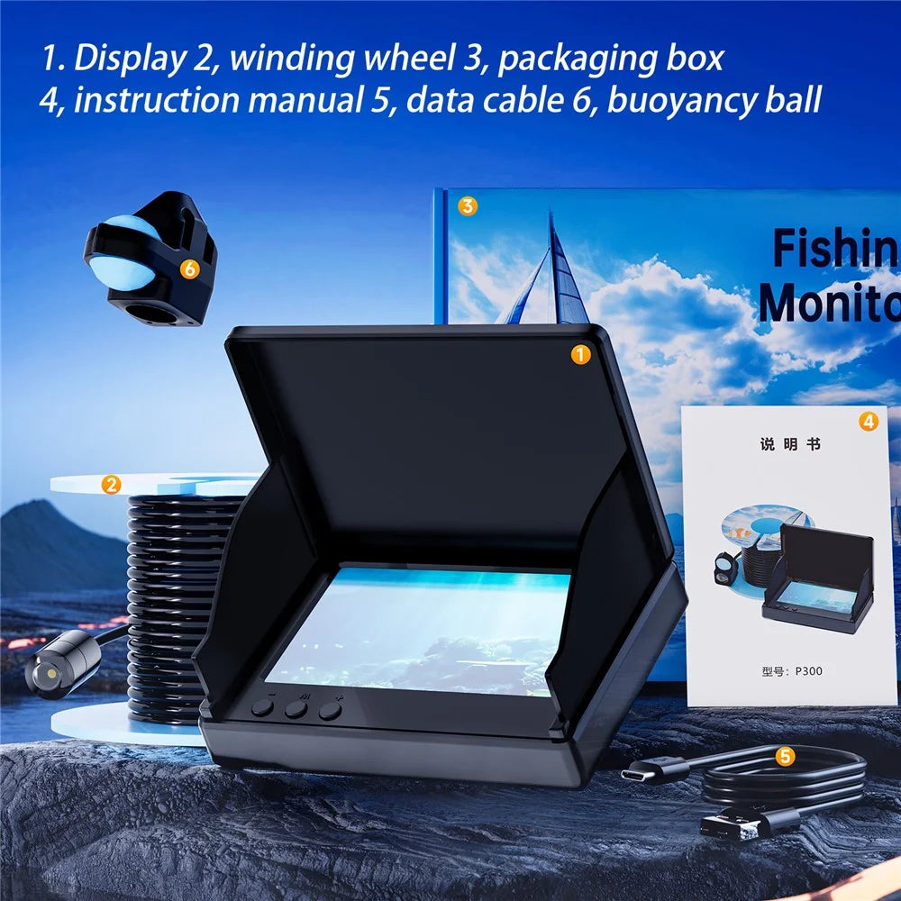 P300 Underwater Fish Finder 4.3 Inch HD Waterproof Fishing Camera with Night Vision  /  15m Cable - 7