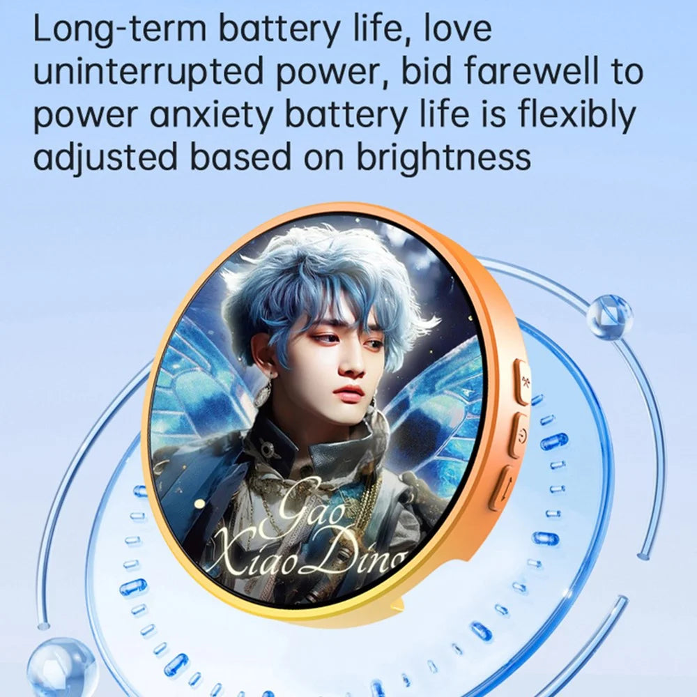 1.85 Inch HD Screen Bluetooth-compatible Electronic Badge Anime Dynamic Display Brooch Gift for Students Fans - Blue  /  Purple - 2