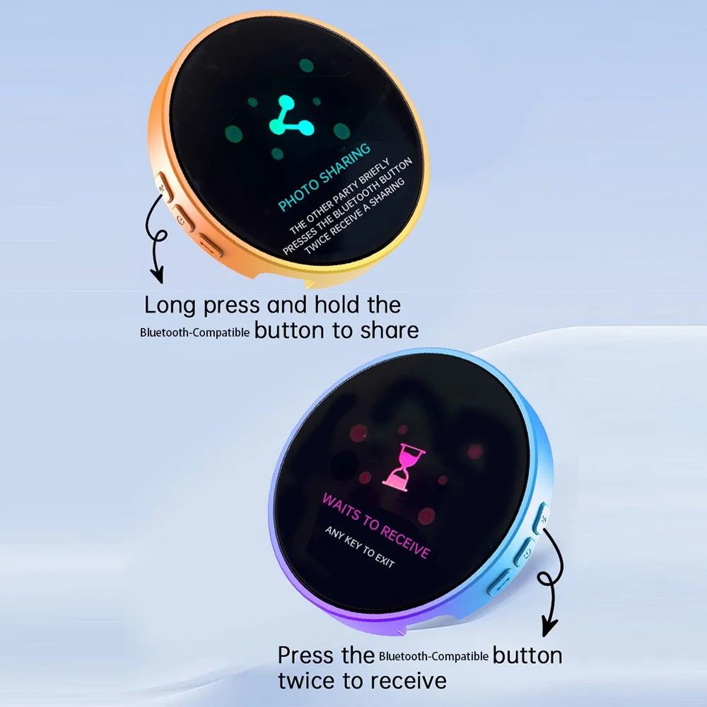 1.85 Inch HD Screen Bluetooth-compatible Electronic Badge Anime Dynamic Display Brooch Gift for Students Fans - Blue  /  Purple - 4