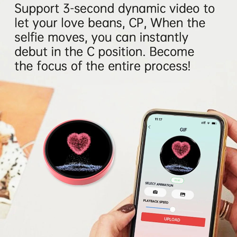 1.85 Inch HD Screen Bluetooth-compatible Electronic Badge Anime Dynamic Display Brooch Gift for Students Fans - Blue  /  Purple - 6