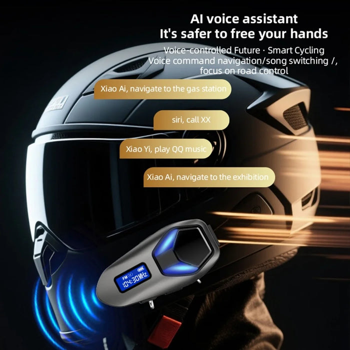 K13-2X Motorcycle Bluetooth-compatible Helmet Intercom Headset IP65 Waterproof 40H Battery Wireless Headphones for Riding - Black - 4