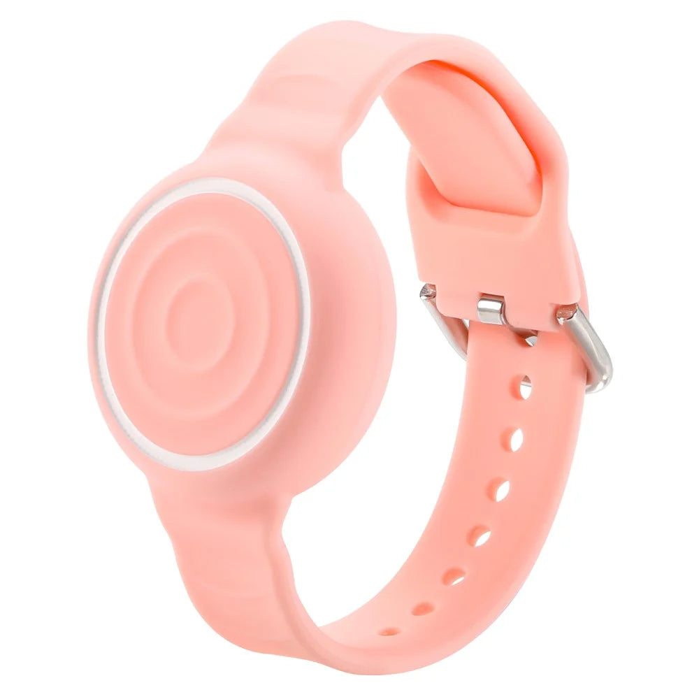 For Apple AirTag (2nd Generation) / AirTag Silicone Wristband Waterproof Protective Strap with Secure Closure Tracker Holder - Pink - 1
