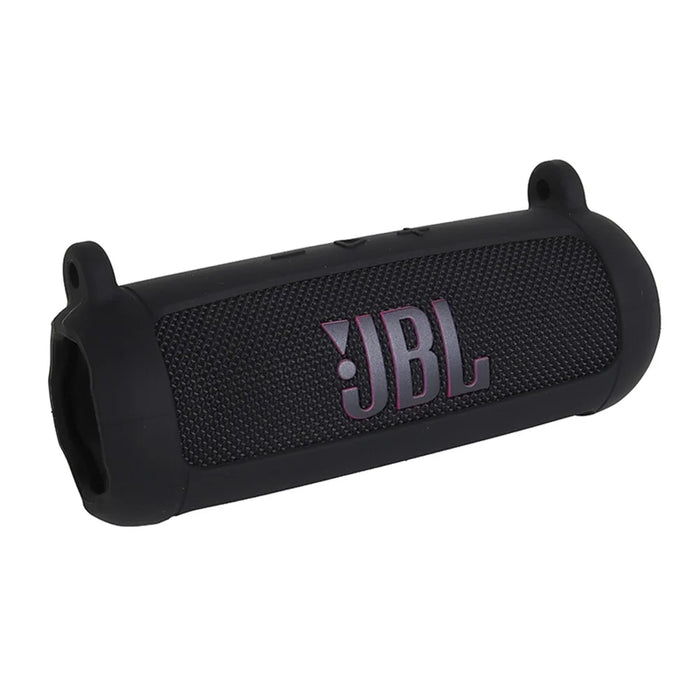 Soft Silicone Case for JBL Flip 7 Bluetooth-compatible Speaker Protective Cover with Shoulder Strap Carabiner - Black - 3